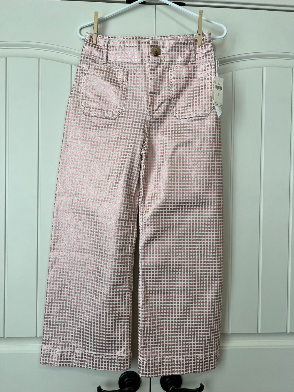 Maeve Colette Metallic Pink Wide-Leg Patterned pants